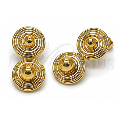 Oro Laminado Stud Earring, Gold Filled Style Ball Design, Polished, Golden Finish, 02.282.0087
