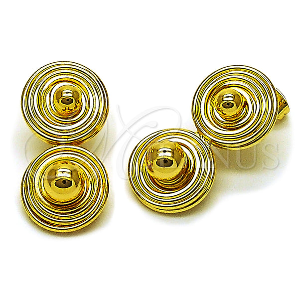 Oro Laminado Stud Earring, Gold Filled Style Ball Design, Polished, Golden Finish, 02.282.0087