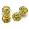 Oro Laminado Stud Earring, Gold Filled Style Ball Design, Polished, Golden Finish, 02.282.0087