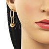 Oro Laminado Dangle Earring, Gold Filled Style Ball and Paperclip Design, Polished, Golden Finish, 02.282.0088