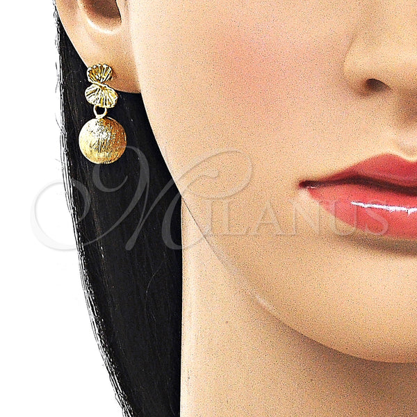 Gold Filled Ring — Dangle Earring Ball and Hollow Design Brushed 02. — alternate product view — SKU 162496 | Oro Laminado anillo — Dangle Earring Ball and Hollow diseño Brushed 02. — SKU 162496