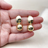 Oro Laminado Dangle Earring, Gold Filled Style Ball Design, Polished, Golden Finish, 02.282.0090