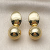Oro Laminado Dangle Earring, Gold Filled Style Ball Design, Polished, Golden Finish, 02.282.0090