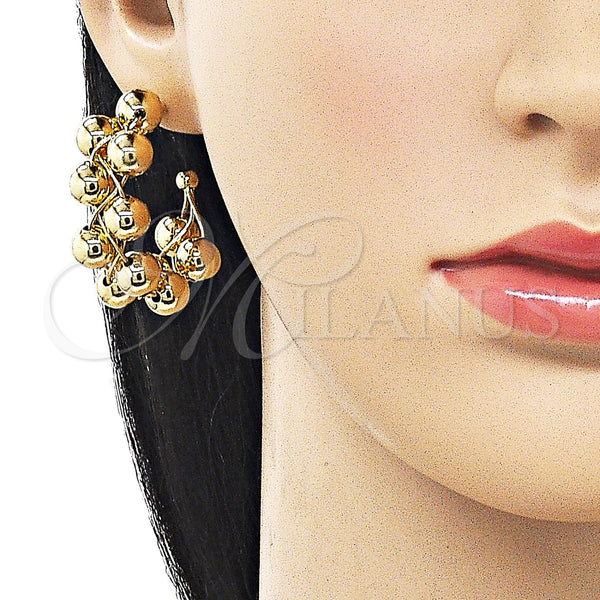 Gold Filled Hoop Earrings — Medium Hoop Ball and Hollow Design Polished 02. — alternate product view — SKU 162498 | Oro Laminado aretes de aro — Medium Hoop Ball and Hollow diseño pulido 02. — SKU 162498