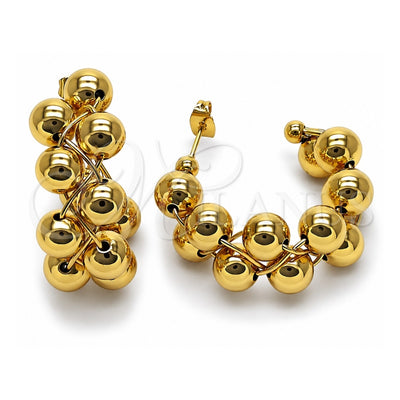 Oro Laminado Medium Hoop, Gold Filled Style Ball and Hollow Design, Polished, Golden Finish, 02.282.0091.35