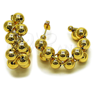 Gold Filled Hoop Earrings — Medium Hoop Ball and Hollow Design Polished 02. — main product view — SKU 162498 | Oro Laminado aretes de aro — Medium Hoop Ball and Hollow diseño pulido 02. — SKU 162498