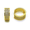 Oro Laminado Huggie Hoop, Gold Filled Style with White Micro Pave, Polished, Golden Finish, 02.283.0331.20
