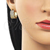 Oro Laminado Huggie Hoop, Gold Filled Style with White Micro Pave, Polished, Golden Finish, 02.283.0331.20