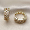 Oro Laminado Huggie Hoop, Gold Filled Style with White Cubic Zirconia, Polished, Golden Finish, 02.283.0333.20