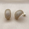 Oro Laminado Stud Earring, Gold Filled Style with White Cubic Zirconia, Polished, Golden Finish, 02.283.0335