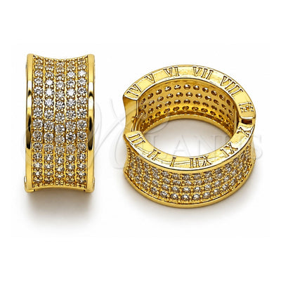 Oro Laminado Huggie Hoop, Gold Filled Style with White Cubic Zirconia, Polished, Golden Finish, 02.283.0336.20