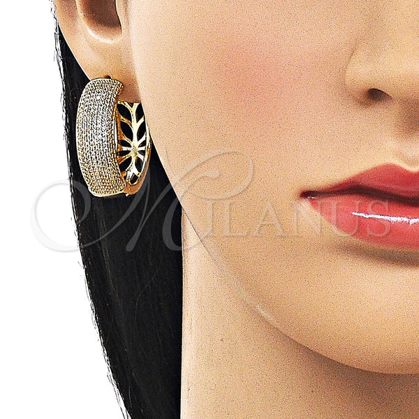 Gold Filled Hoop Earrings — Huggie Hoop with White Micro Pave Polished 02. — alternate product view — SKU 162510 | Oro Laminado aretes de aro — Huggie Hoop with blanco Micro Pave pulido 02. — SKU 162510