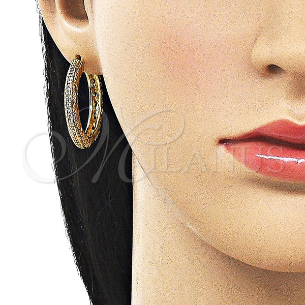 Gold Filled Hoop Earrings — Huggie Hoop with White Micro Pave Polished 02. — alternate product view — SKU 162511 | Oro Laminado aretes de aro — Huggie Hoop with blanco Micro Pave pulido 02. — SKU 162511