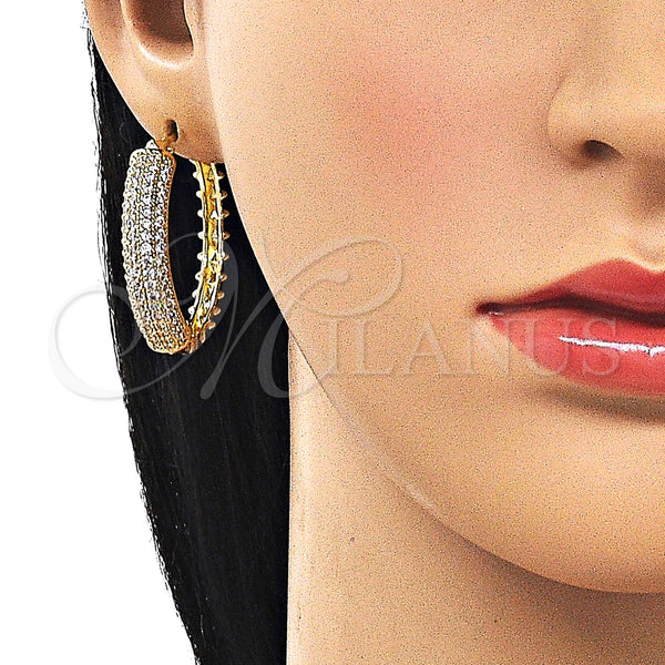 Gold Filled Hoop Earrings — Huggie Hoop with White Cubic Zirconia Polished 02. — alternate product view — SKU 162512 | Oro Laminado aretes de aro — Huggie Hoop with blanco Cubic Zirconia pulido 02. — SKU 162512
