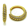 Oro Laminado Huggie Hoop, Gold Filled Style with White Cubic Zirconia, Polished, Golden Finish, 02.283.0343.30