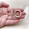 Oro Laminado Huggie Hoop, Gold Filled Style with White Cubic Zirconia, Polished, Golden Finish, 02.283.0343.30