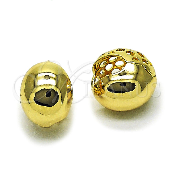 Oro Laminado Huggie Hoop, Gold Filled Style Ball Design, Polished, Golden Finish, 02.283.0346.16