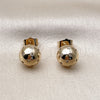 Oro Laminado Stud Earring, Gold Filled Style Ball Design, with White Cubic Zirconia, Polished, Golden Finish, 02.283.0347