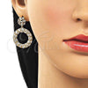 Oro Laminado Dangle Earring, Gold Filled Style Baguette and Cluster Design, with White Cubic Zirconia, Polished, Golden Finish, 02.283.0348