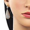 Oro Laminado Dangle Earring, Gold Filled Style Teardrop and Baguette Design, with White Cubic Zirconia, Polished, Golden Finish, 02.283.0349