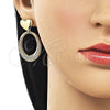 Oro Laminado Dangle Earring, Gold Filled Style Heart Design, with White Cubic Zirconia, Polished, Golden Finish, 02.213.0861