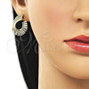 Oro Laminado Stud Earring, Gold Filled Style Teardrop Design, with White Micro Pave, Polished, Golden Finish, 02.213.0863