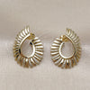 Oro Laminado Stud Earring, Gold Filled Style Teardrop Design, with White Micro Pave, Polished, Golden Finish, 02.213.0863