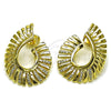 Oro Laminado Stud Earring, Gold Filled Style Teardrop Design, with White Micro Pave, Polished, Golden Finish, 02.213.0863