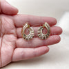 Oro Laminado Stud Earring, Gold Filled Style Teardrop Design, with White Micro Pave, Polished, Golden Finish, 02.213.0863
