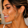 Oro Laminado Stud Earring, Gold Filled Style Flower Design, with Multicolor Micro Pave, Polished, Golden Finish, 02.213.0870