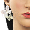 Oro Laminado Stud Earring, Gold Filled Style Butterfly Design, Polished, Golden Finish, 02.213.0874