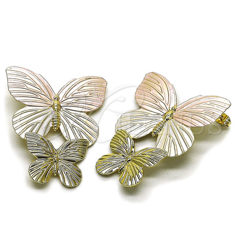 Oro Laminado Stud Earring, Gold Filled Style Butterfly Design, Polished, Golden Finish, 02.213.0874