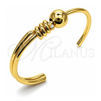Oro Laminado Individual Bangle, Gold Filled Style Ball Design, Polished, Golden Finish, 07.213.0019 (12 MM Thickness, One size fits all)