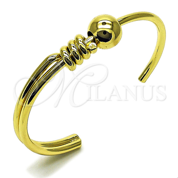 Oro Laminado Individual Bangle, Gold Filled Style Ball Design, Polished, Golden Finish, 07.213.0019 (12 MM Thickness, One size fits all)