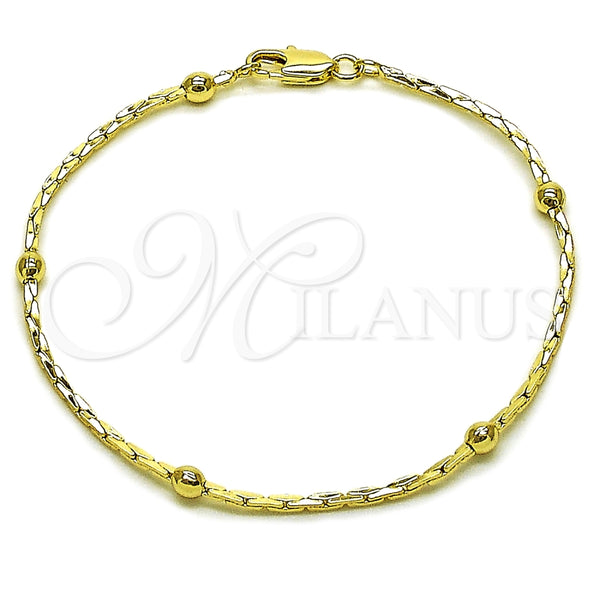 Oro Laminado Basic Bracelet, Gold Filled Style Ball Design, Polished, Golden Finish, 04.213.0361.07
