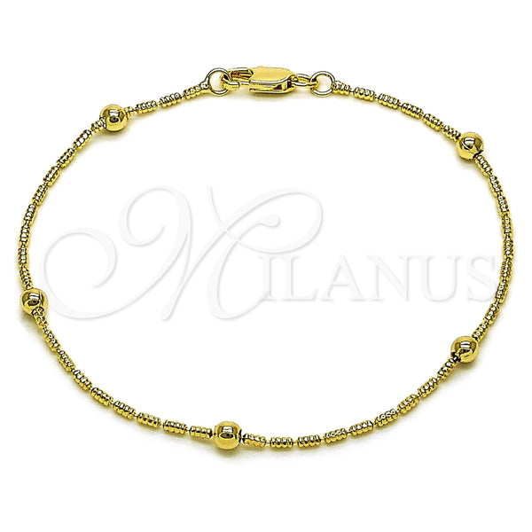 Oro Laminado Basic Bracelet, Gold Filled Style Ball Design, Diamond Cutting Finish, Golden Finish, 04.213.0362.07