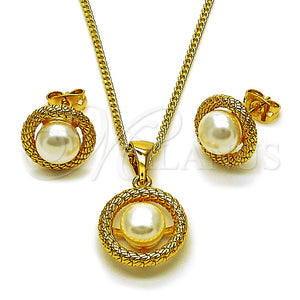 Gold Filled Ring — Earring and Pendant Adult Set Ball and Rope — main product view — SKU 162559 | Oro Laminado anillo — Earring and Pendant Adult Set Ball and Rope — SKU 162559