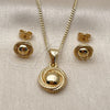 Oro Laminado Earring and Pendant Adult Set, Gold Filled Style Polished, Golden Finish, 10.342.0269