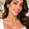 Oro Laminado Earring and Pendant Adult Set, Gold Filled Style Twist and Love Knot Design, Polished, Golden Finish, 10.342.0269