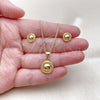 Oro Laminado Earring and Pendant Adult Set, Gold Filled Style Twist and Love Knot Design, Polished, Golden Finish, 10.342.0269