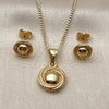 Oro Laminado Earring and Pendant Adult Set, Gold Filled Style Twist and Love Knot Design, Polished, Golden Finish, 10.342.0269