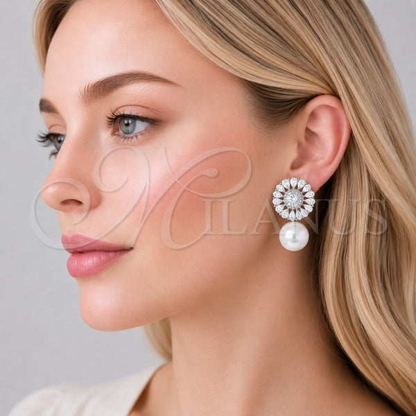 Gold Filled Ring — Stud Earring Ball and Cluster Design with White — alternate product view — SKU 162567 | Oro Laminado anillo — Stud Earring Ball and Cluster diseño with blanco — SKU 162567