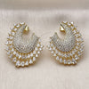 Oro Laminado Stud Earring, Gold Filled Style Teardrop Design, with White Cubic Zirconia, Polished, Golden Finish, 02.436.0019