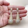 Oro Laminado Dangle Earring, Gold Filled Style Teardrop and Baguette Design, with White Cubic Zirconia, Polished, Golden Finish, 02.436.0021