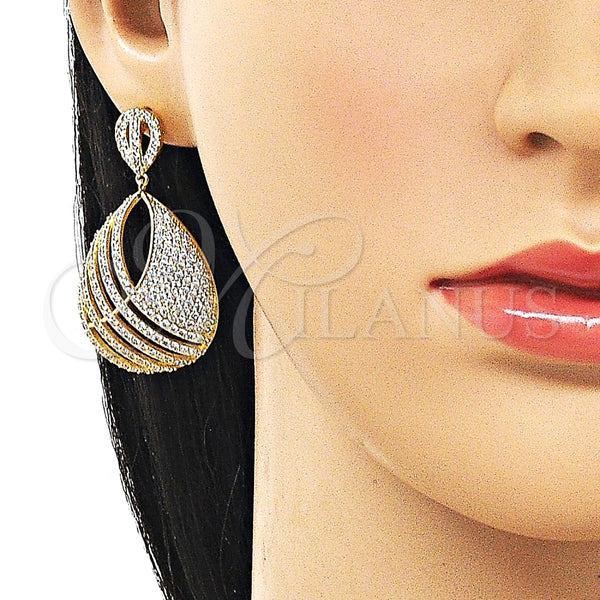 Gold Filled Ring — Dangle Earring Teardrop Design with White Cubic Zirconia — alternate product view — SKU 162574 | Oro Laminado anillo — Dangle Earring Teardrop diseño with blanco Cubic Zirconia — SKU 162574