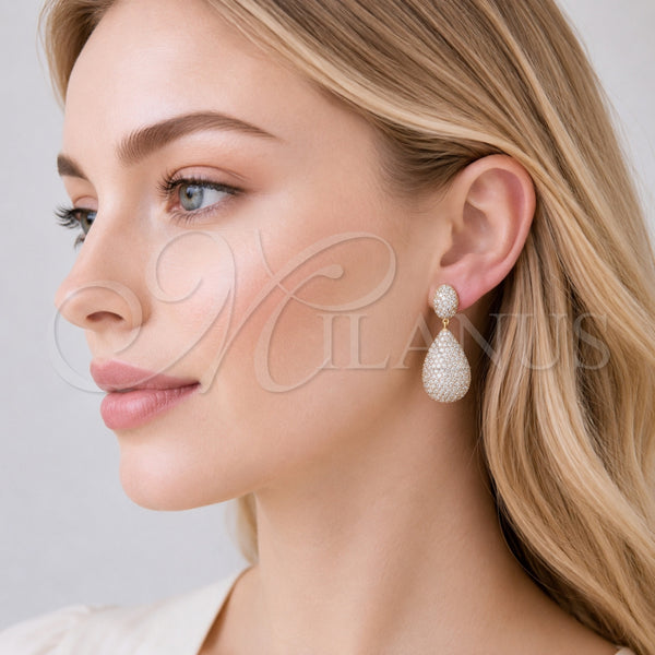 Gold Filled Ring — Dangle Earring Teardrop Design with White Cubic Zirconia — alternate product view — SKU 162576 | Oro Laminado anillo — Dangle Earring Teardrop diseño with blanco Cubic Zirconia — SKU 162576
