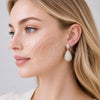 Oro Laminado Dangle Earring, Gold Filled Style Teardrop Design, with White Cubic Zirconia, Polished, Golden Finish, 02.436.0024
