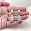 Oro Laminado Dangle Earring, Gold Filled Style Teardrop Design, with White Cubic Zirconia, Polished, Golden Finish, 02.436.0024