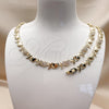 Oro Laminado Necklace and Bracelet, Gold Filled Style Hugs and Kisses and Heart Design, with White Cubic Zirconia, Polished, Golden Finish, 06.266.0002.18