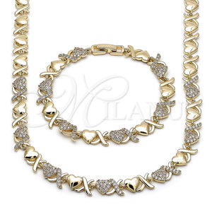 Gold Filled Bracelet — Necklace and Bracelet Hugs and Kisses and Heart — main product view — SKU 162580 | Oro Laminado brazalete — Necklace and Bracelet Hugs and Kisses and corazón — SKU 162580